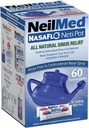 NeilMed NasaFlo Unbreakable Neti Pot con 60 Paquetes Premixed