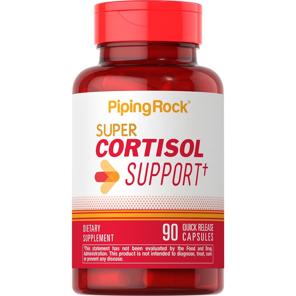Piping Rock Cortisol Manager Suplemento Silencio 90 Capsules ← Apoyo para Mujeres y Hombres Silenciosa No GMO, Gluten Gratis
