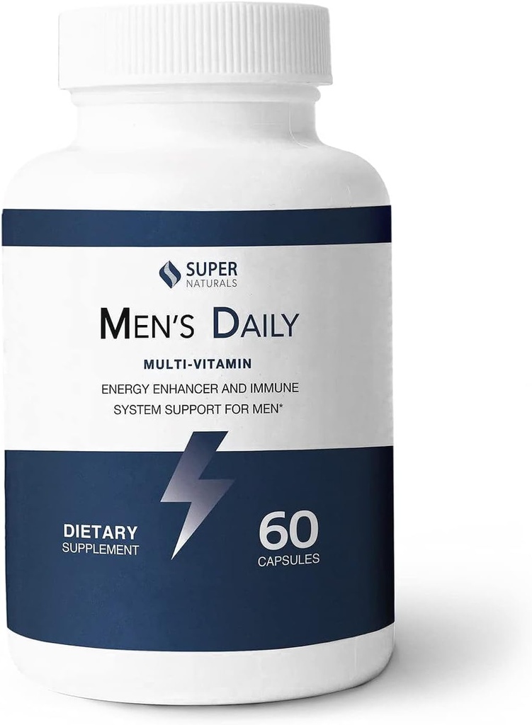 Super Naturals Men's Daily Multivitamin Energy Enhancer e Immune System Support for Men (60 Capsules, 30 Day Supply)