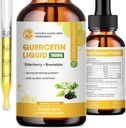 Quercetina gotas líquidas - Quercetina Suplementos 700mg - 4X más fuerte que las píldoras " cápsulas - 5 en 1 Quercetina con bromelaina Vitamina de Elderberry para la inmunidad Salud Respiratorio Salud Cuidado de la piel- 2 Fl Oz