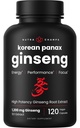 NutraChamps Korean Red Panax Ginseng Capsules | Extra Strength Ginsenosides for Energy, Focus, Performance, Vitality & Immune Support | Korean Ginseng Root Extract (120, Red)