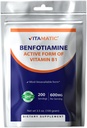Vitamatic Benfotiamine Pure Powder 600 mg por Serving - 100 gramos - También llamada Fat Soluble Vitamina B1
