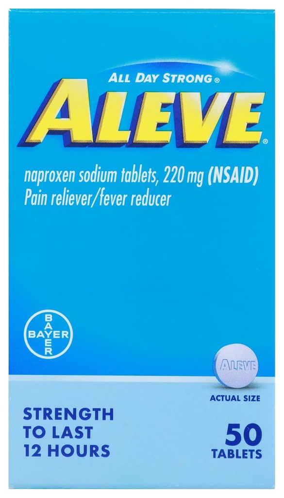Aleve, Alimentador de Dolor/Reductor de la Fibra 220 mg Tabletas, 50 Cuenta