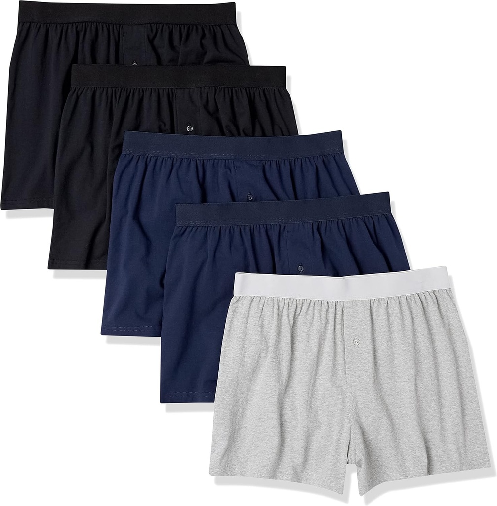 Essentials Cotton Jersey Boxers - Ropa interior masculina, Disponible en Big &amp; Tall, Pack de 5