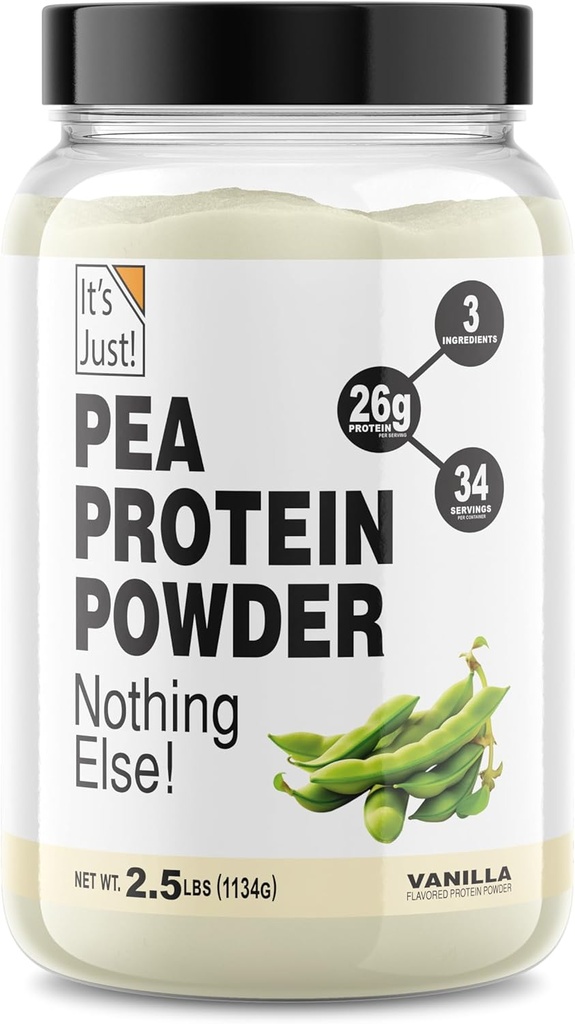 ¡Es sólo! Pea Protein Isolate, Plant Based, Premium Quality, Gluten Free, Vegan, Keto Friendly, Product of Canada, Packaged in USA (2.5 Pound, Vanilla)