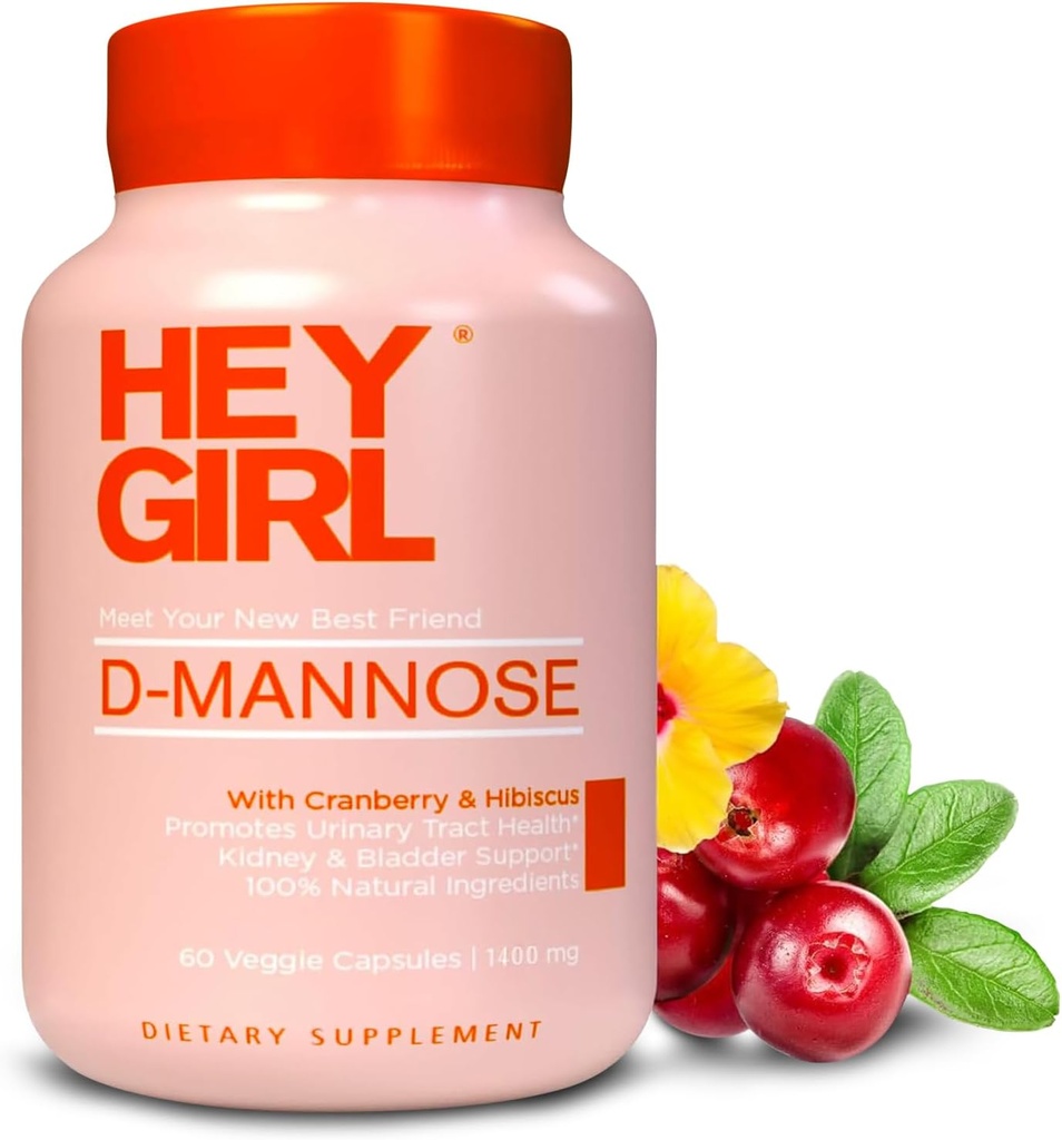 D Mannose Capsules - Fast-Acting UTI Supplement - Cleanse & Flush Impurities - with Natural D-Mannose Powder, Cranberry, Hibiscus & Dandelion - Alternative to Cranberry for Women, 60 cápsulas