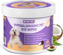 HICC PET Ojos Wipes para perros &amp; gatos, Vet-Recommended Dog Eye Infection Treatment, Gently Remove Tear Stain, Debris, Discharge - Hypoallergenic Pet Eye Wash Cleaner for Eyes, Wrinkle, Face - 100pcs