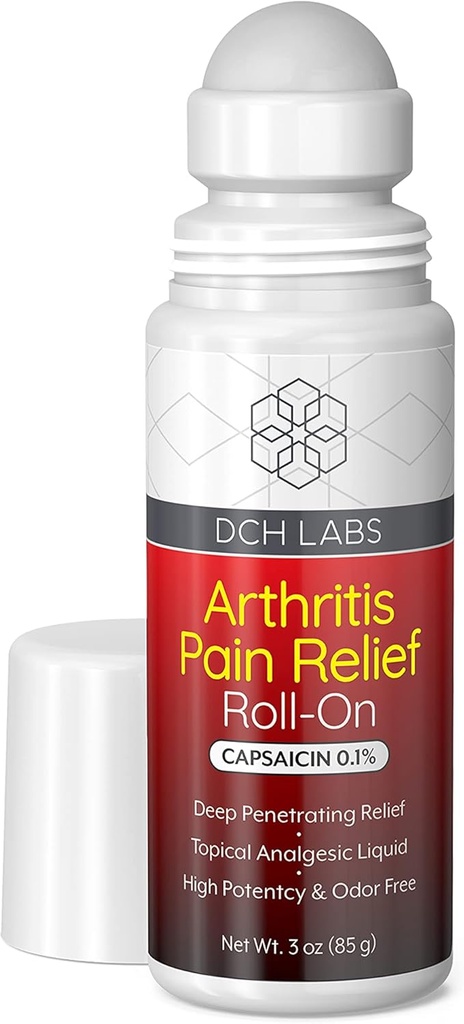 Warming Arthritis Pain Relief Roll-on, Deep Penetrating Capsaicin Blocks Your Muscle & Joint Pain Messengers, for Hands, Wrist, Feet, Knees & Back, 3 Ounces