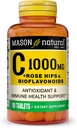MASON NATURAL Vitamina C 1000 mg Plus Conjunto de HIPS y Bioflavonoides Rosa - Soporta un Sistema de Inmunes Saludables, Antioxidantes y Nutrientes Esenciales, 90 Tabletas