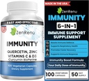 Zenrenu Immunity Quercetin 700 mg Zinc Vitamina C Vitamina D Immune Support Suplemento con Curcumin - Easy to Absorb Immunity Suplemento, 100 cápsulas vegetarianas 50 Day Supply