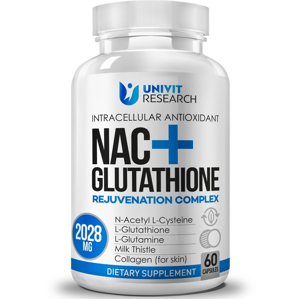 Suplemento avanzado Complejo-NAC (N-Acetyl L-Cysteine) 600 mg con L-Glutathione 500mg y Milk Thistle Extract-Potent Antioxidant-Immune Función Apoyo Respiratory Health-Promotes Liver Kidney Detox
