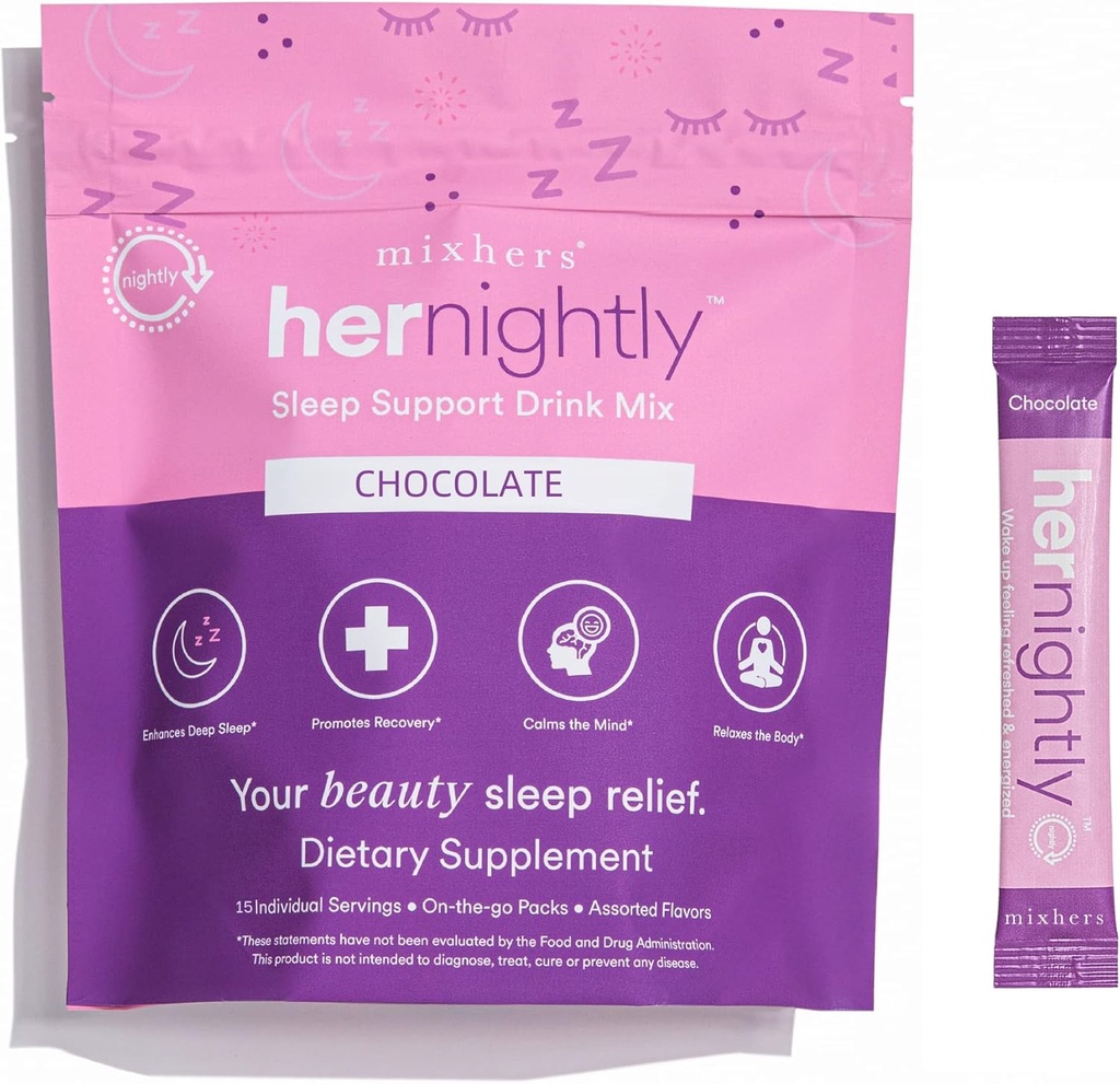 MIXHERS Apoyo para el sueño Suplemento  Incluye Melatonina, Ashwagandha, Chamomile, L-Glycine &amp; L-Theanine ← Relajar la bebida mezcla para el sueño incansable