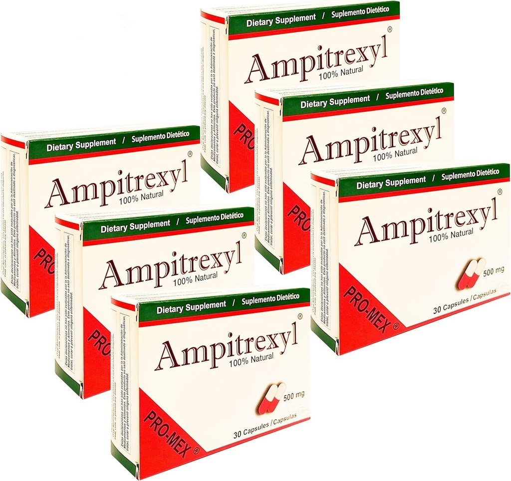 500mg x 6 Pack - Herbal Immune Support Suplemento Promex Ampitrexyl; 30 cápsulas Cada (180 cápsulas Total)