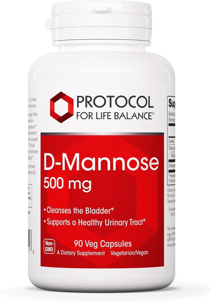Protocol D-Mannose - 500mg - Bladder Cleanse - Support Healthy Urinary Tract* - for Men & Women - Kosher & Non-GMO - 90 Veg Capsules