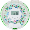 Dispensador automático de píldoras con cierre de luz, sonido, alarma y seguridad, organizador de medicamentos electrónicos de 28 días – Dispensar vitaminas y tablas hasta 6 veces/día – Fácil visualización de lectura (Frosted)