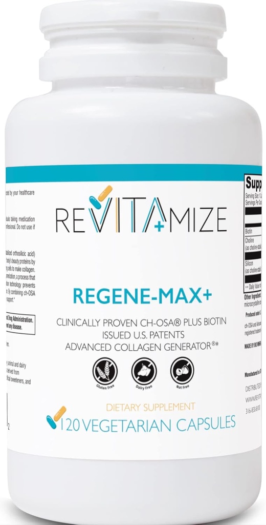 Regene-MAX+ Plus Biotin, Hair, Skin and Nails. Reduce fine Lines and Wrinkles. Increase Collagen Production