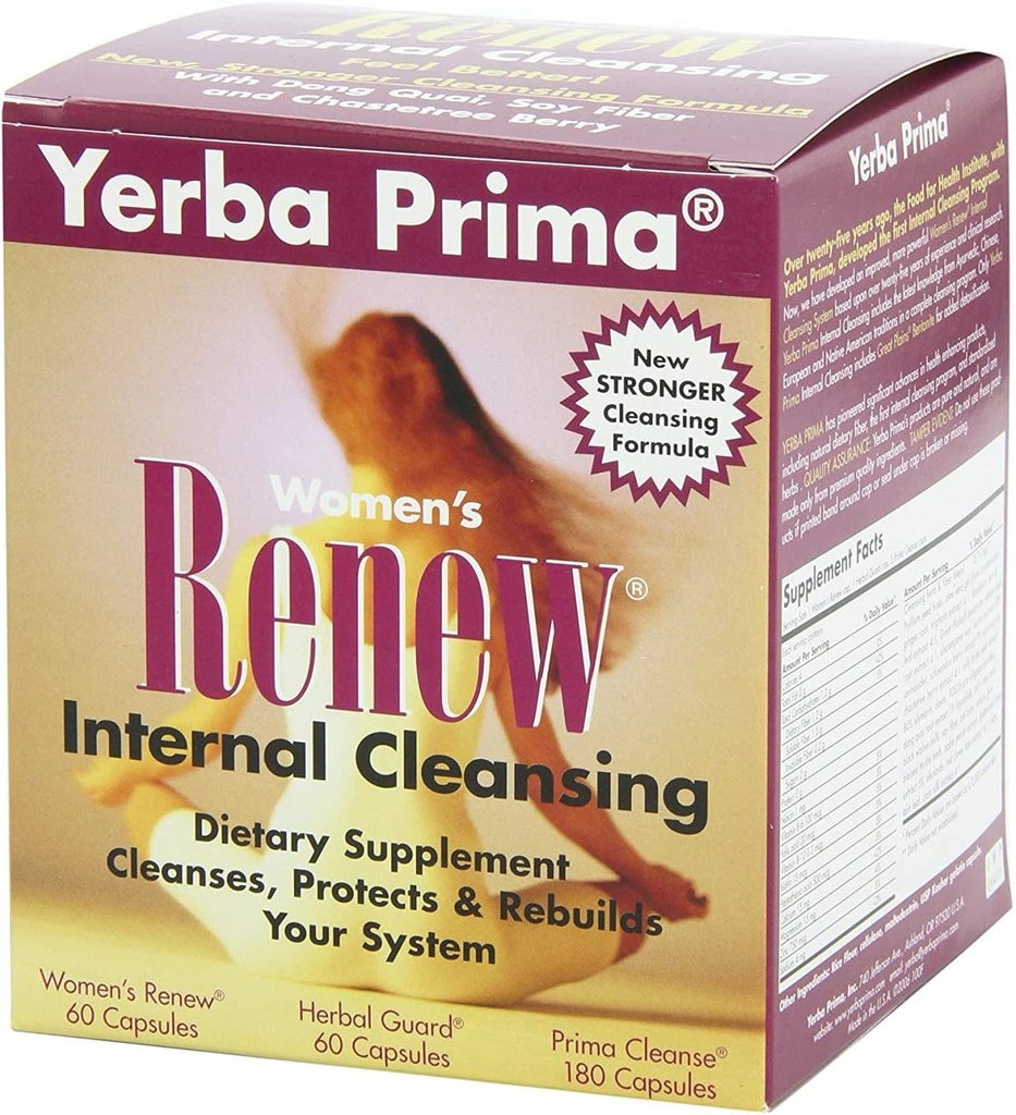 Yerba Prima Women’s Renew Interna Cleansing System - 30 Day Cleanse and Detox Kit - Female Detoxifying Herbal Support Supplements