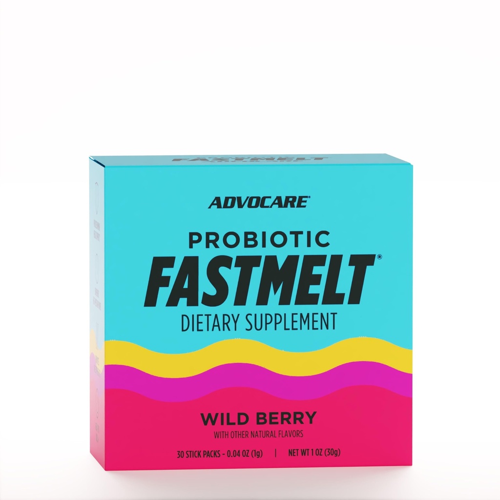AdvoCare Probiotic Fastmelt - Suplemento dietético Premium para Gut, Sistema Inmunitario &amp; Apoyo a la salud cardíaca* - Berry salvaje, 30 Stick Packs