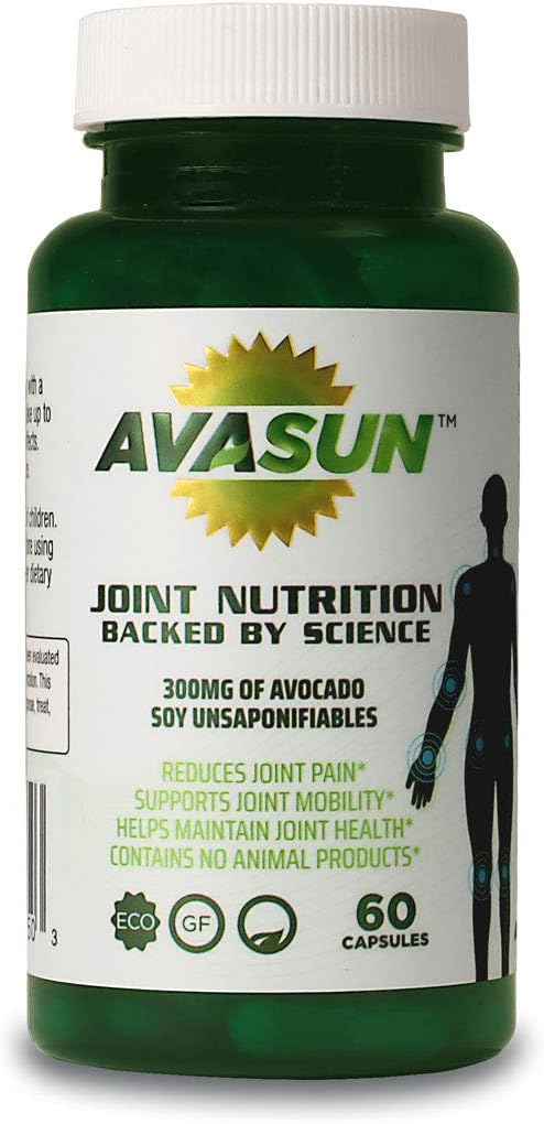Suplemento Conjunto de Apoyo a la Salud, respaldado por Ciencia, Avocado Soy Unsaponifiable, 300Mg ASU, Planta Basada, Libre de Lácteos, Libre de Gluten, No GMO, 60 cápsulas diarias por botella (2 Mes de Suministro)