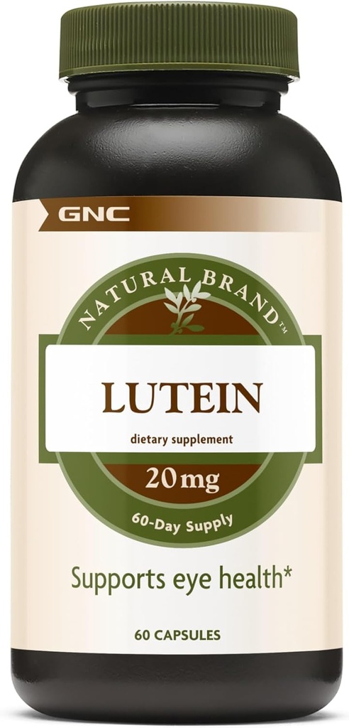 GNC Natural Brand Lutein 20mg, soporta salud ocular, 60 cápsulas