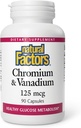 Factores naturales, cromo &amp; Vanadium 125 mcg, apoya el metabolismo saludable, 90 cápsulas