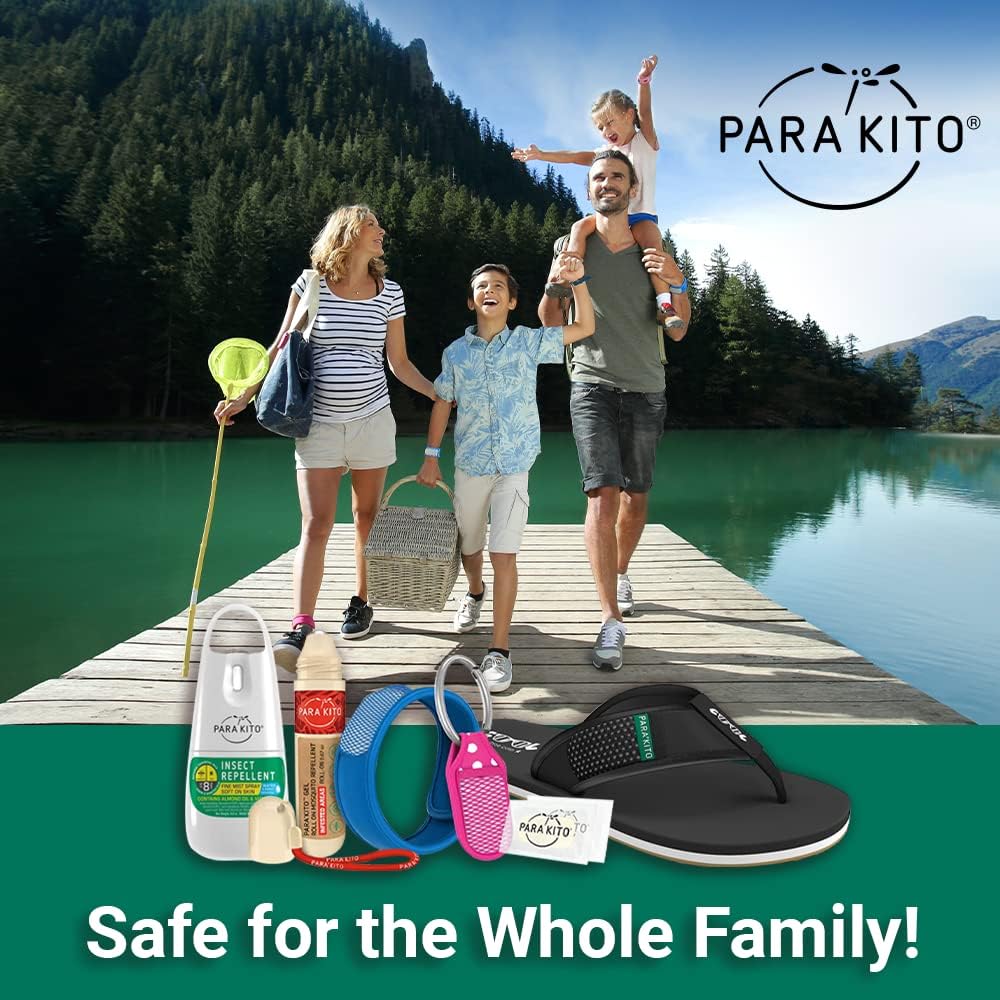 Para'Kito Mosquito Bonus Pack - 2 Mosquito Wristbands ← 2 Rellenes (Black + White) + Insect Repellent Spray