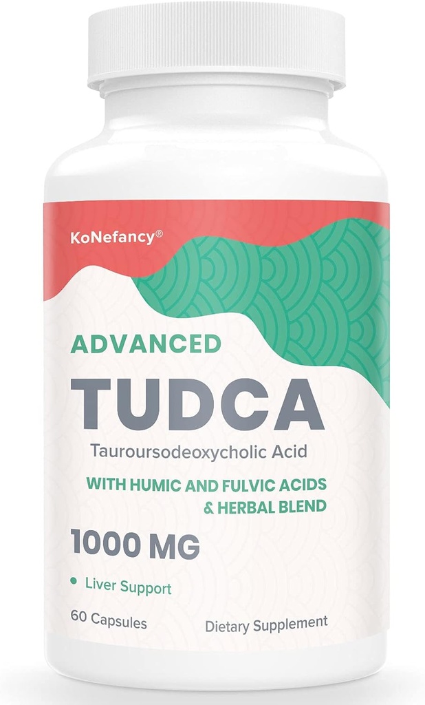 TUDCA Liver Suplementos 1000 mg-Bile Salts for Liver Cleanse Detox-Milk Thistle Herbal Blend with Fulvic and Humic Acid for Liver,Digestive Health,60 Vegan Capsules