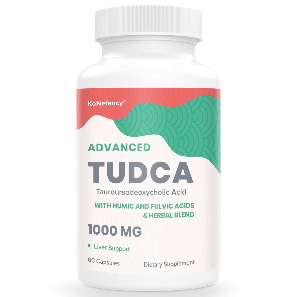 TUDCA Liver Suplementos 1000 mg-Bile Salts for Liver Cleanse Detox-Milk Thistle Herbal Blend with Fulvic and Humic Acid for Liver,Digestive Health,60 Vegan Capsules