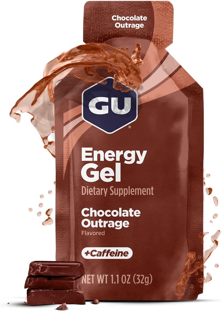 GU Energy Original Sports Nutrition Gel, Chocolate Outrage, 24 Count Box