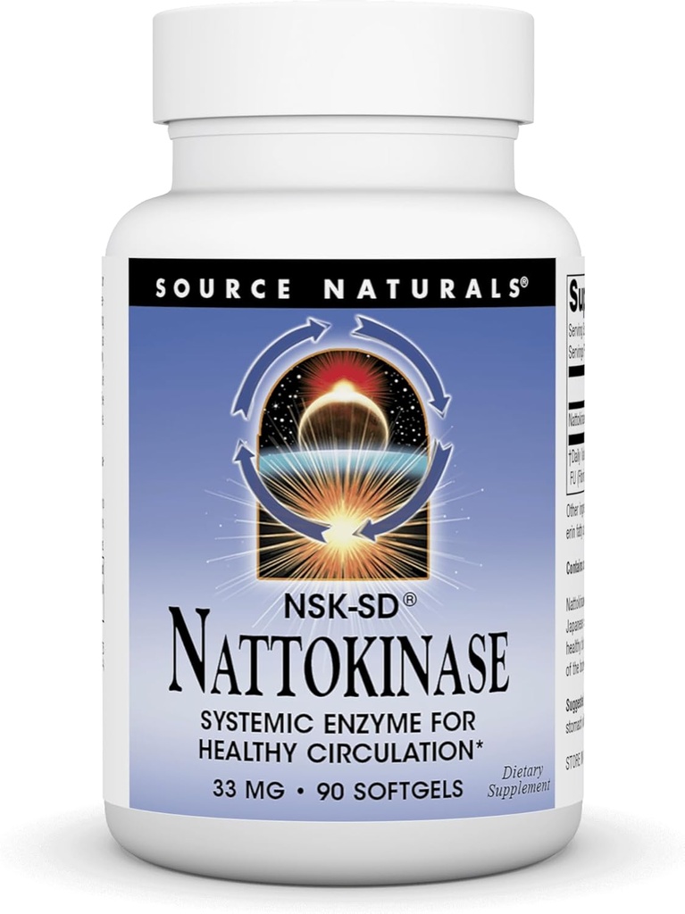 Fuente Naturales Nattokinase 33 mg Enzyme Sistémico para la Circulación Saludable - 90 Softgels