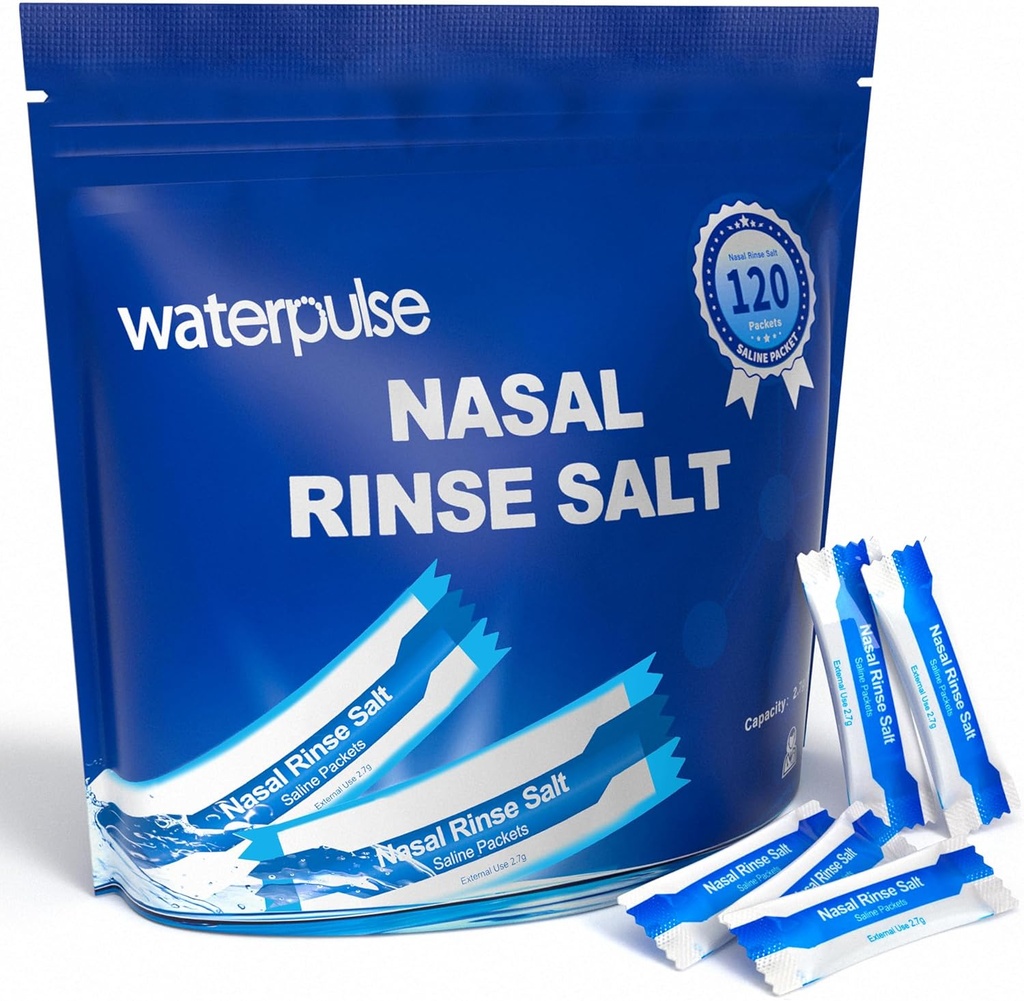 120 Saline Packets,Sinus Rinsing Packets for Neti Pots,Neti Pot Salt Packets Individuo,Nasal Rinse Packets Neti Pot Salt for Nasal Irrigation System,Nasal Wash Squeeze Bottle &amp; Sinus Relief