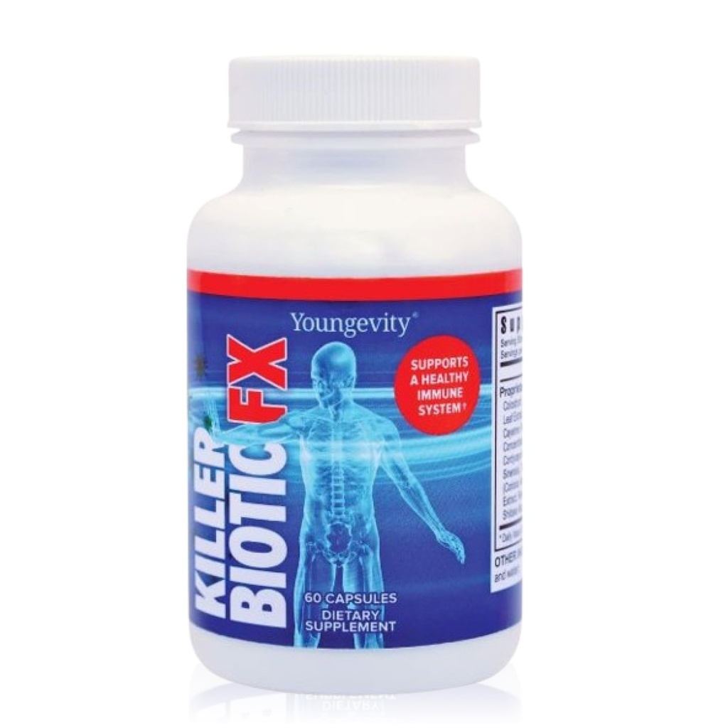 Youngevity Killer Biotic FX - Immune System Support | Sourced from Bee Propolis, Mushrooms & Colostrum | Natural Immunity Support | 60 Capsules