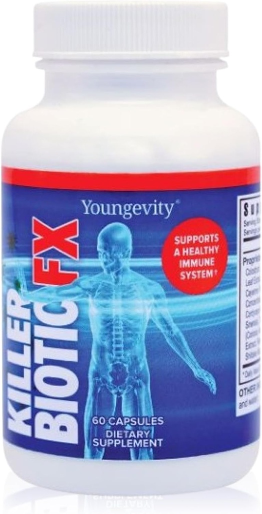 Youngevity Killer Biotic FX - Immune System Support ← Fuente de Bee Propolis, Mushrooms " Colostrum peru Natural Immunity Support ← 60 Capsules