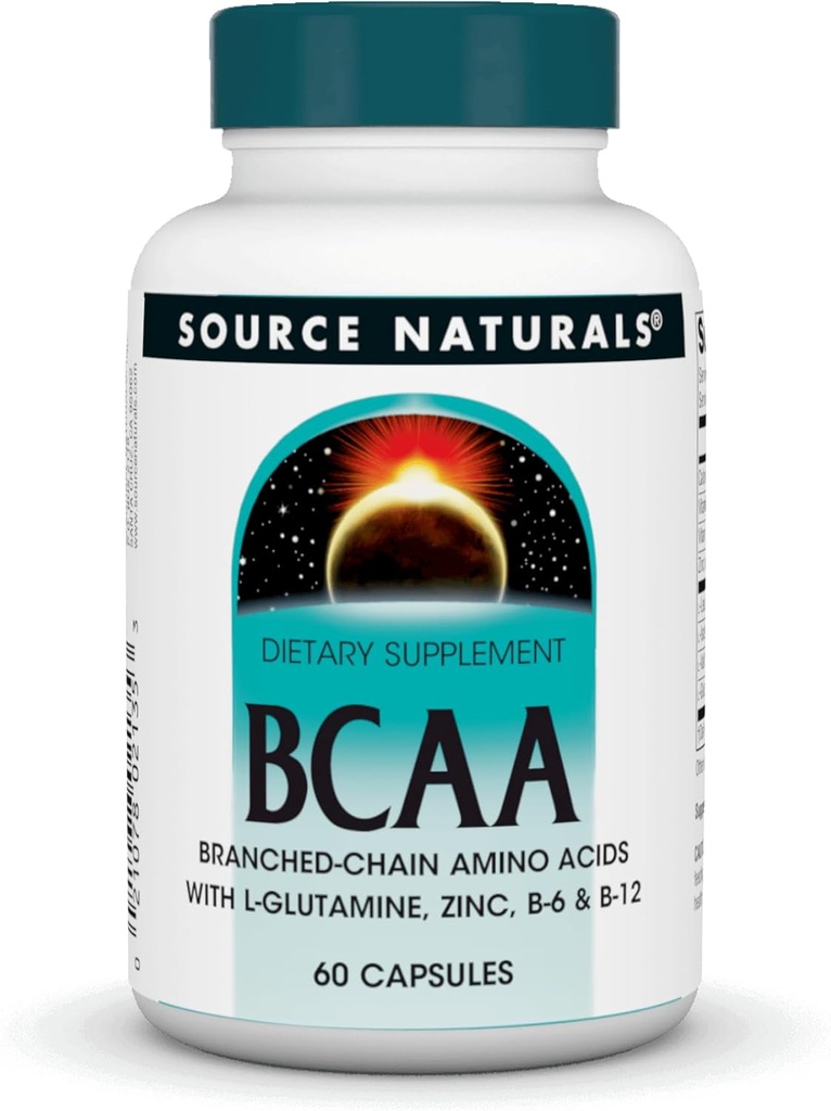Fuente Naturales BCAA Aminoácidos de cadena ramificados, proporciona soportes Los sistemas musculares del cuerpo* - 60 cápsulas