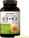 NatureBell Vitamin D3 10,000 UI + K2 200 mcg, 240 Softgels ← Daily High Potency Formula with Coconut Oil ← Bone, Heart &amp; Immune Support ← MK-7 Form ← Non-GMO