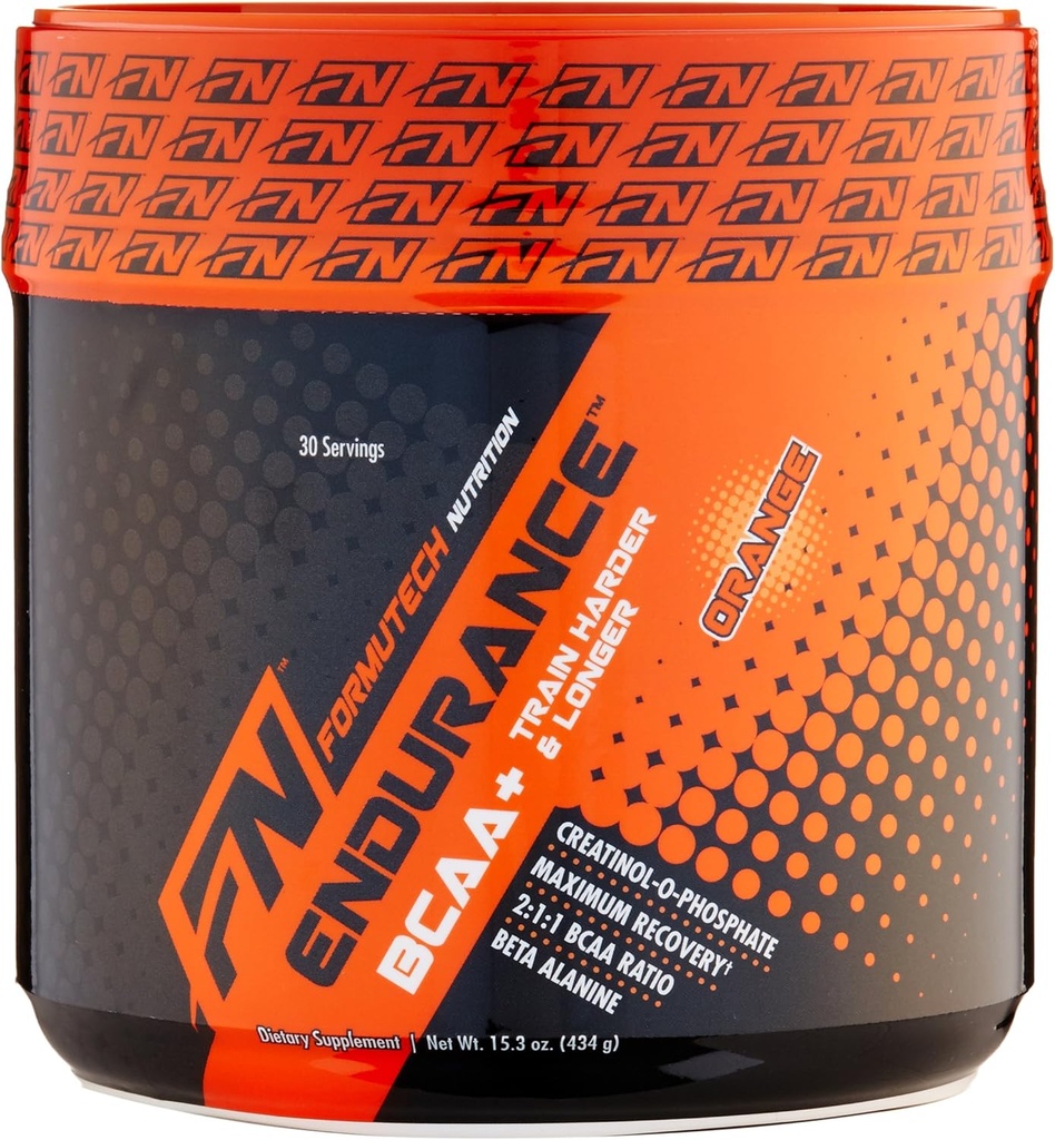 Endurance BCAA Plus, Diseñado para entrenamiento más duro y más largo con Beta Alanine, Orange, 434 Gram