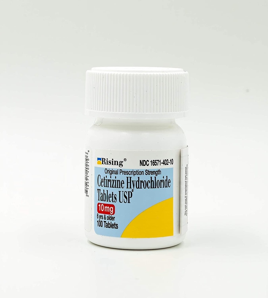 Cetirizine 10 mg Tablas de antihistamínico Genérico para Zyrtec 24 horas Alergia Tabletas 100 Tabletas por botella Pack de 2 Total 200 Tabletas
