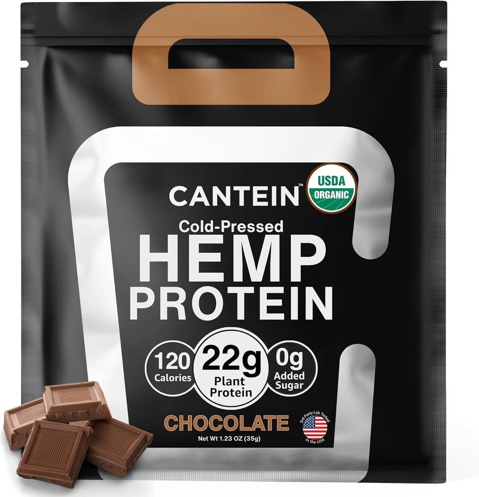Proteína de cáñamo orgánico, Afeitado de proteína vegetal y vegano, libre de lactosa y lácteos, libre de gluten, limpio y natural de chocolate (1 Servición)