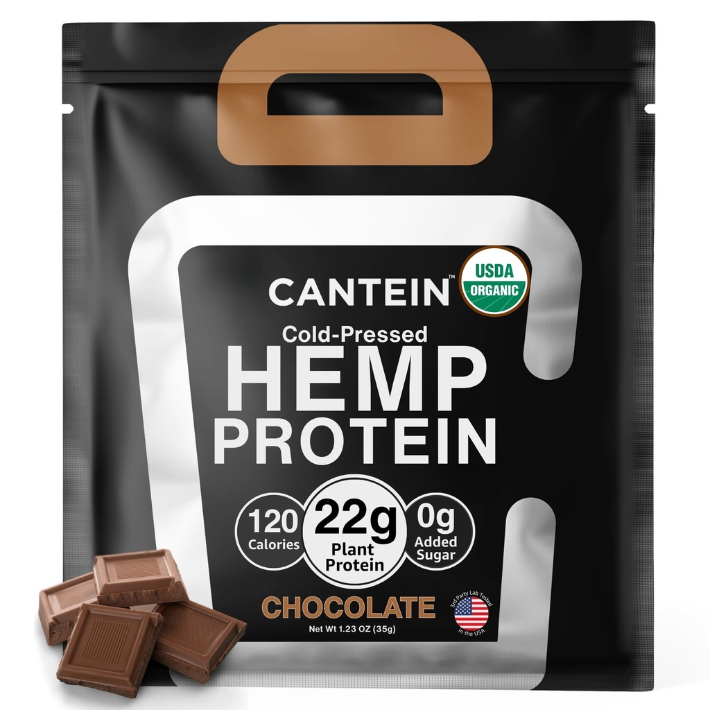 Proteína de cáñamo orgánico, Afeitado de proteína vegetal y vegano, libre de lactosa y lácteos, libre de gluten, limpio y natural de chocolate (1 Servición)