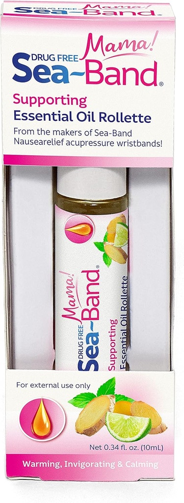 ¡Mar-Band Mama! Aromaterapia de aceite esencial Rollette para el alivio de la enfermedad por la mañana