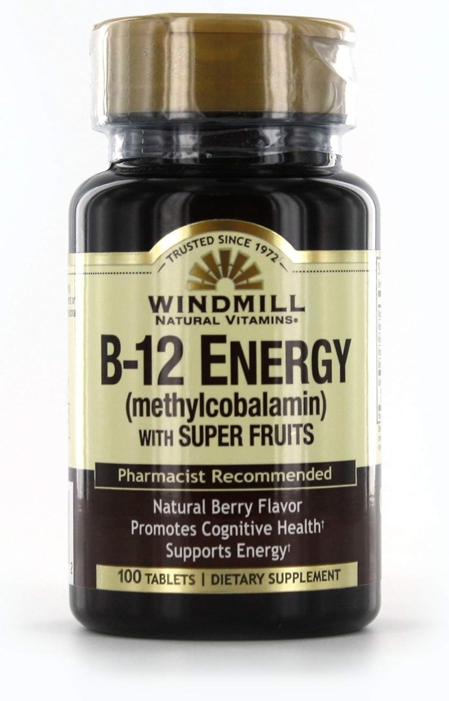 Windmill Vitamina B-12 Energía con Super Fruits Tablets 100 Ea