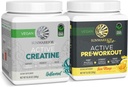 Active Preworkout Hydration Blend &amp; Creatine Monohydrate Powder Set ¦ Bundle " Save ← Non-GMO Soy Dairy Filler " Gluten Free (60 Servings Unflavored Creatine, 30 Servings Yuzu Mango Pre Workout)