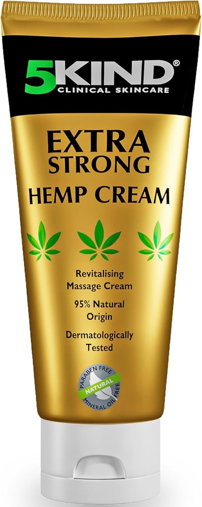 5kind Extra Strong Hemp Cream 3.4 fl oz- Maximum Strength - Natural Soothing Relief Joint Cream - Muscle Rub for Lower Back, Joints, Neck, Knees & hombros