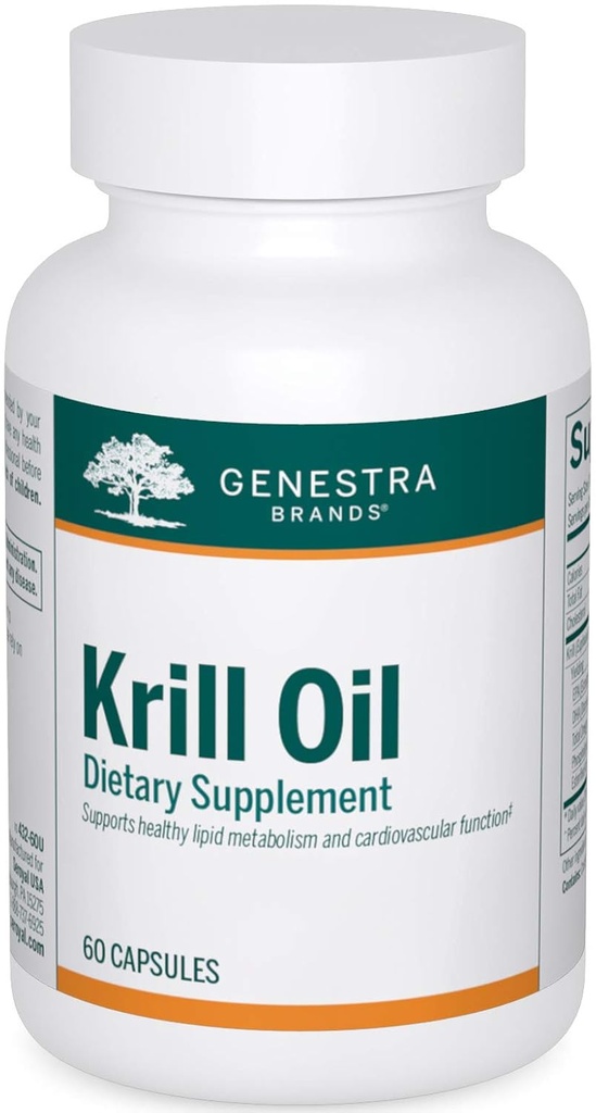 Genestra Brands Krill Oil TENIDO Blend of Omega-3 Fatty Acids, Phospholipids, y Astaxanthin