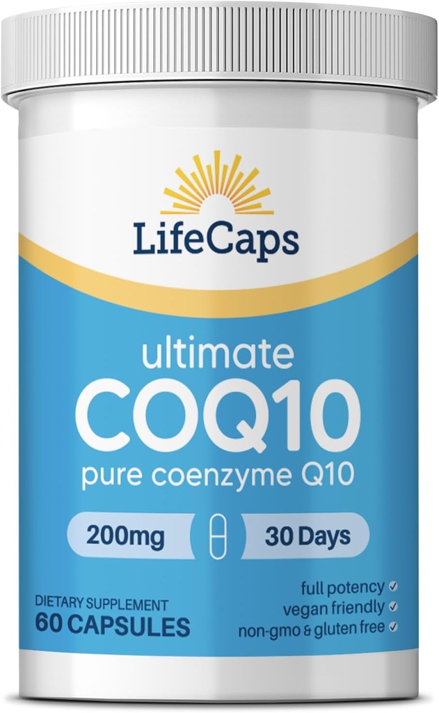 LifeCaps CoQ10 200mg - Ultimate CoQ10 - Ultra alta absorción Q10 Suplementos - 60 Conde