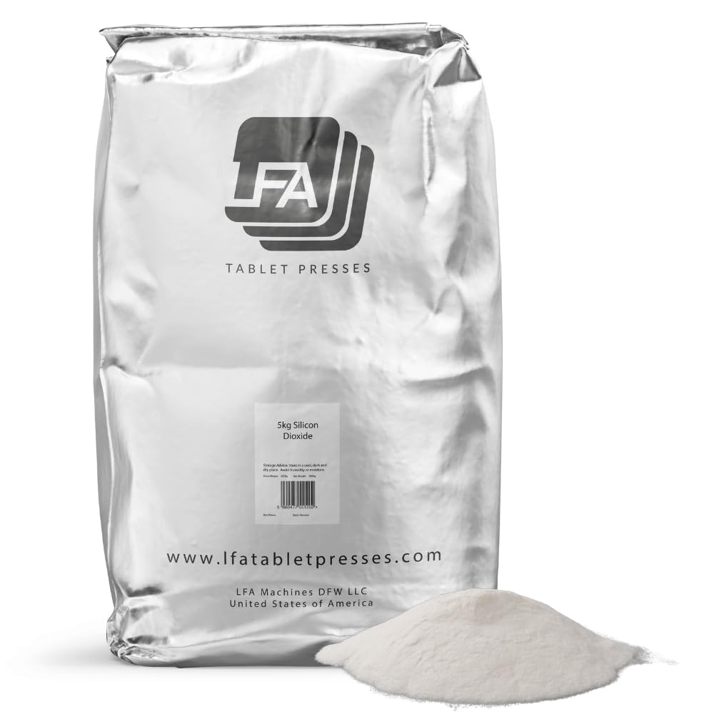 Dióxido de silicona - Anticaking Agent - 5 kg (11 lb) - Grado de alimentos Silica Powder - Moisture-Absorbing Glidant for Tablet Press " Capsule Filler Pill Mix