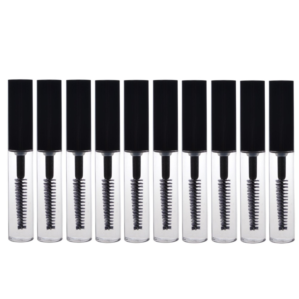 AKOAK 10 Packs 4ml Transparent Reusable Empty Bottle Tube Container maquillaje Vials Herramienta cosmética para el crecimiento de pestañas Aceite/Mascara con cepillo para el hogar y viajes