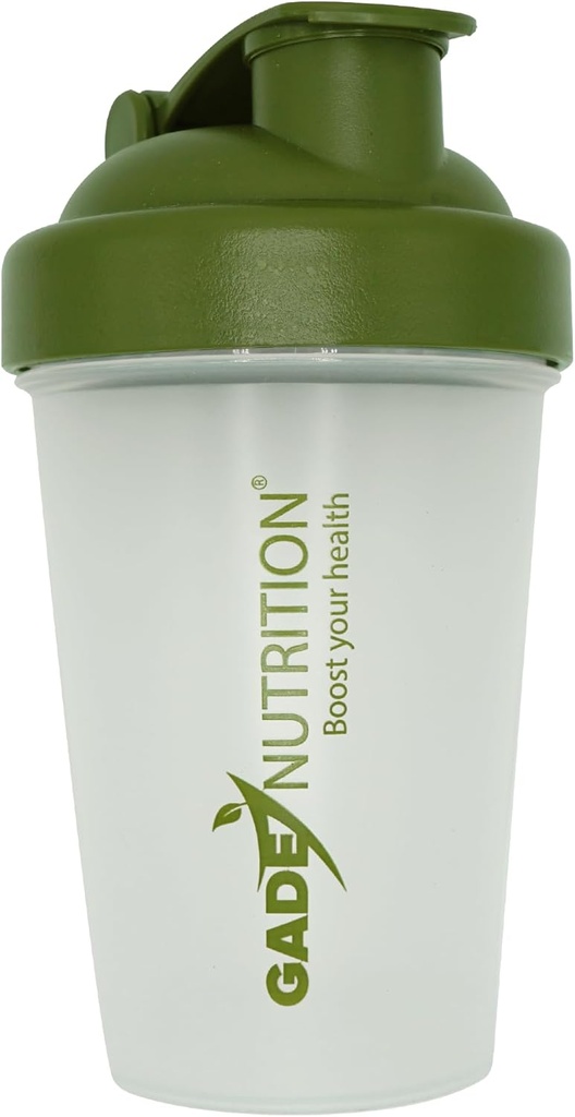 Gade Nutrition Shaker Bottle Blender - 16oz - 400ml ← BPA libre y libre de ftalato ← Pre Workout Protein Drink Cocktail Shaker Cup, Leak Proof Lid