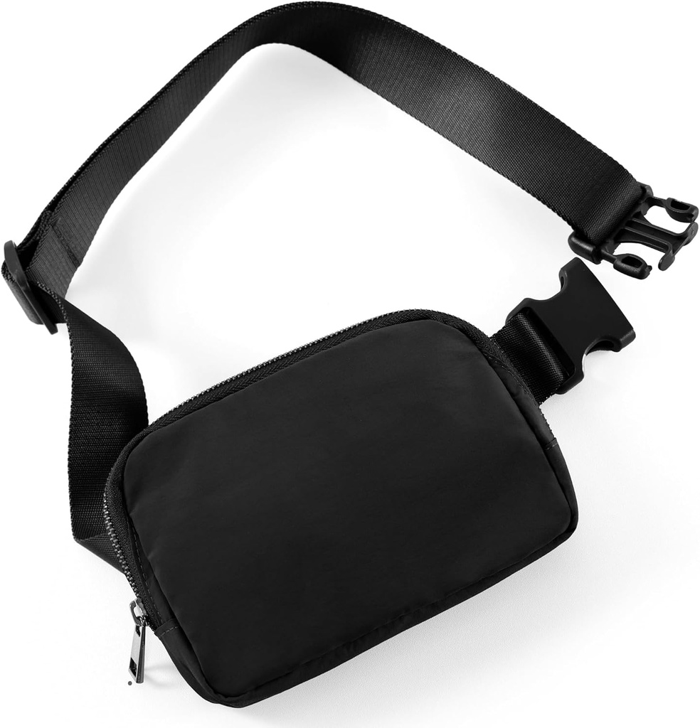 ODODOS Unisex Mini bolsa de correa con correa ajustable Pequeño Fanny Pack para el entrenamiento corriendo senderismo, negro