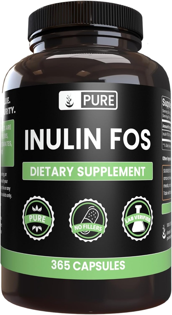 PURE ORIGINAL INGREDIENTES Inulin (365 capsules) No hay magnesio o rifles de arroz, siempre puros, lab verificados